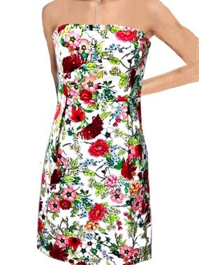 Old Navy Strapless Cotton Floral Print Dress Sz 6